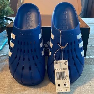 New in box adidas royal blue adilette clog sandal 9 men 10 women